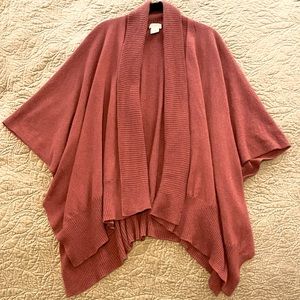 Garnet Hill Sleeved Poncho Recycled Cashmere Travel Ruana Warm-Brown Size OS